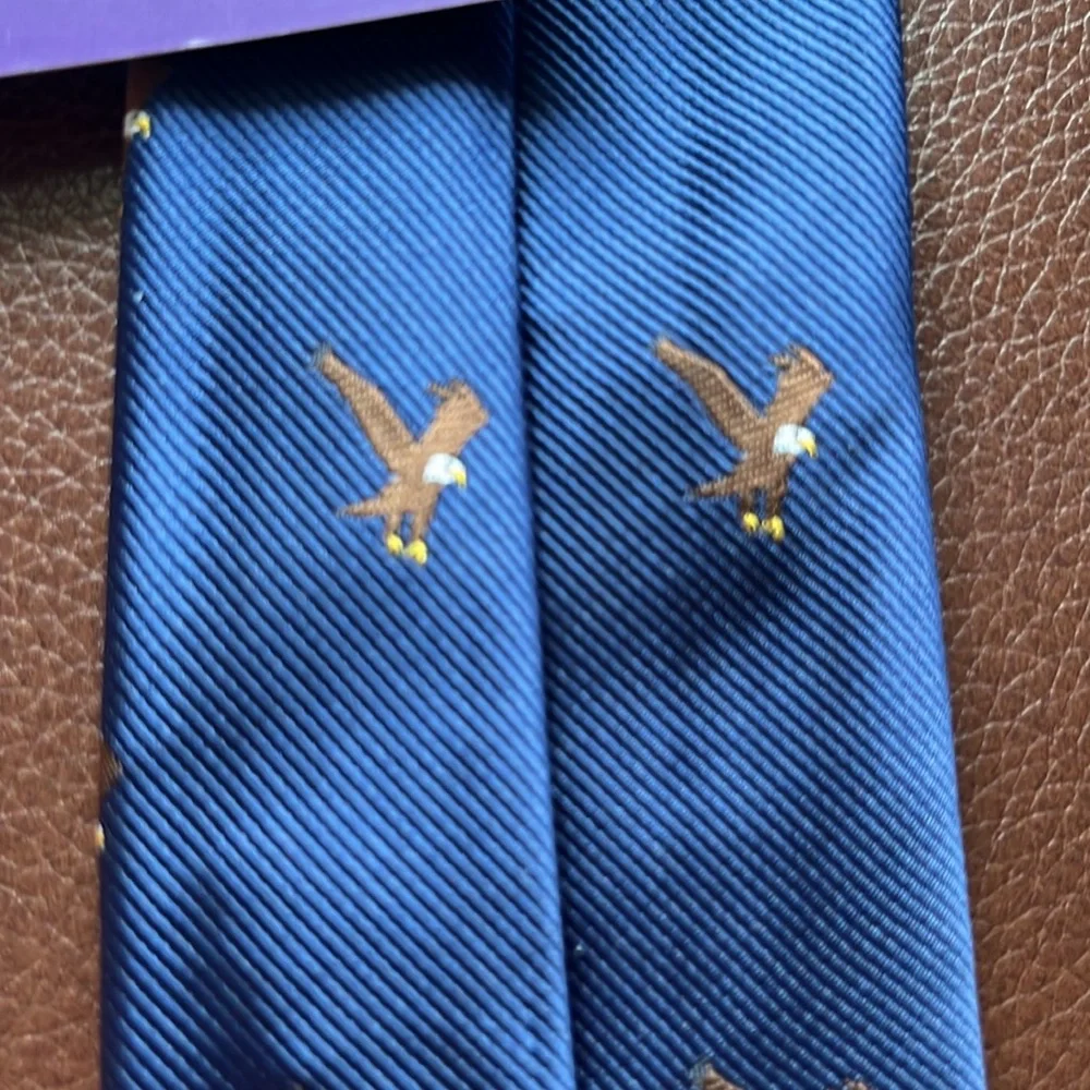 Auscuffkinks Australia Mens Skinny Eagle Woven Tie Blue Novelty NWT